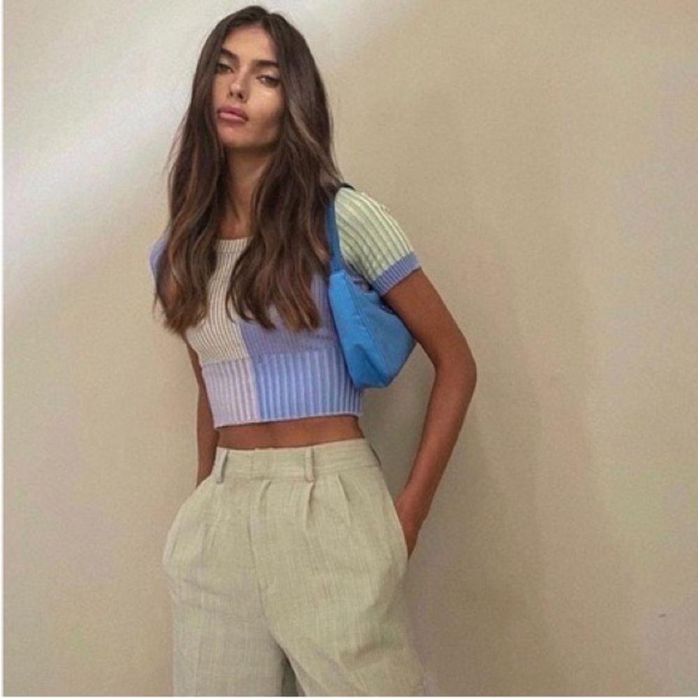 NWOT Rumours September Sunsets Cardi Crop Top in Blue Size S/M